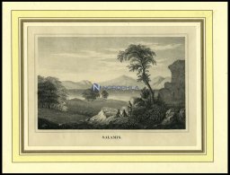 SALAMIS, Gesamtansicht, Lithografie Um 1840 - Litografía