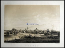 ODENSE (Odense), Gesamtansicht, Lithographie Mit Tonplatte Von Alexander Nay Nach Wilhelm Petersen Bei Emil Baerentzen, - Lithographies