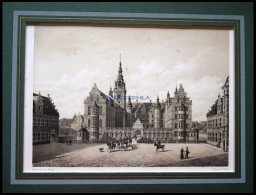 HILLEROD (Frederiksborg Slot), Schloß Frederiksborg Mit Reiterstaffage, Lithographie Mit Tonplatte Von Alexander N - Litografia