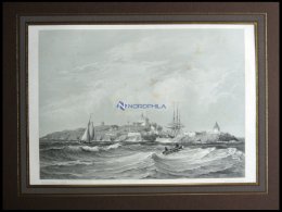 CHRISTIANSÖ (Christiansö), Gesamtansicht Vom Meer Aus Gesehen, Lithographie Mit Tonplatte Von Alexander Nay Na - Lithografieën