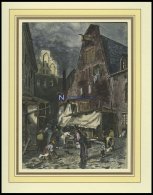 ROSTOCK: Der Schlächtergang, Kolorierter Holzstich Von G. Schönleber Von 1881 - Lithographies