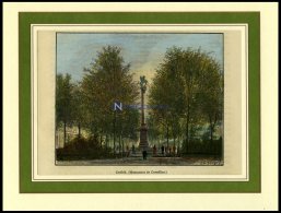 KREFELD, Teilansicht Mit Reiterstatue Cornelius, Kolorierter Holzstich Aus Malte-Brun Um 1880 - Lithographies
