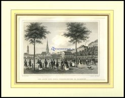 HAMBURG: Der Alte Und Neue Jungfernstieg, Stahlstich Von Lill/Poppel, 1840 - Lithographies