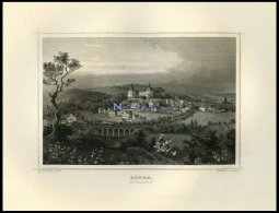 GOTHA, Gesamtansicht Mit Magd Und Gänsen Im Vordergrund, Stahlstich Von Rohbock/Kurz Um 1850 - Lithographies