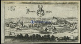 BORNUMHAUSEN, Gesamtansicht, Kupferstich Von Merian Um 1645 - Litografía