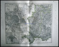 Generalkarte, Der Südwestliche Teil, Mit Grundrißplänen Von München Und Augsburg, Grenzkolorierter - Altri & Non Classificati