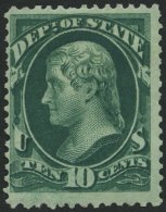 DIENSTMARKEN D 61 *, Scott O 62, 1873, 10 C. State, Falzreste, üblich Gezähnt Pracht, $ 230 - Andere & Zonder Classificatie