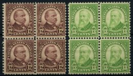 USA 274/5F VB **, Scott 693/4, 12 C. Cleveland Und 13 C. Harrison, Gezähnt L 11:101/2, In Postfrischen Viererblocks - Used Stamps