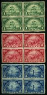 USA 290-92 VB **,* , Scott 614-16, 1924, Landung Der Hogenotten In Viererblocks, 1 Und 2 C. Je 2 Werte Falzrest, 5 C. Po - Oblitérés