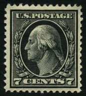USA 191A *, Scott 407, 1914, 7 C. Washington, Wz.2, Gezähnt L 12, Falzreste, Feinst (helle Ecke), $ 70 - Usados