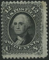 USA 21 *, Scott 69, 1861, 12 C. Washington, Ohne Waffeleinpressung, Gummireste, Feinst, $ 1800 - Usados