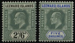 LEEWARD-INSELN 27/8 *,** , 1902, 2 Sh. 6 P. Und 5 Sh. König Eduard VII, 2 Prachtwerte - Leeward  Islands