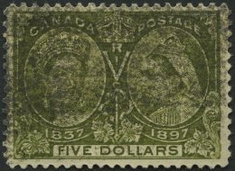 KANADA 53 O, 1897, 5 $ Olivgrün, Etwas Unsauber Gestempelt Sonst Pracht, Mi. 800.- - Canadá