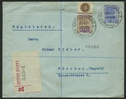 GUYANA 115,117 BRIEF, 1907, 4 Und 5 C. Sandbach Auf Einschreibbrief Nach Deutschland, Feinst - Guiana (1966-...)