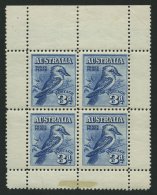 AUSTRALIEN 81 VB **, 1928, 3 P. Kookalurra Im Ausstellungsviererblock, Falzreste Und Eckbug Im Rand, Marken Postfrisch, - Autres & Non Classés