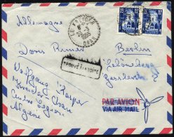 ALGERIEN 328 Paar BRIEF, 1955, 15 Fr. Blau/hellblau Im Paar Auf Brief Eines Deutschen Fremdenlegionärs Aus Der N&au - Cartas & Documentos