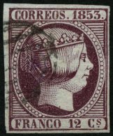 SPANIEN 13 O, 1852, 12 Cs. Lila, Pracht, Mi. 150.- - Oblitérés