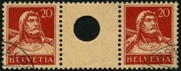 ZUSAMMENDRUCKE WZ 23xB O, 1925, Tellbrustbild 20 + Z + 20, Glatter Gummi, Zwischensteg Mit Kleinem Loch, Pracht, Mi. 280 - Se-Tenant
