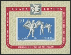 SCHWEIZ BUNDESPOST Bl. 14 **, 1951, Block LUNABA, Feinst, Mi. 260.- - Oblitérés