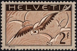 SCHWEIZ BUNDESPOST 245x *, 1930, 2 Fr. Brieftaube, Gewöhnliches Papier, Falzrest, Pracht - Oblitérés