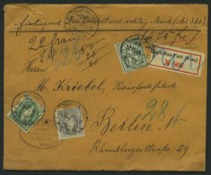 SCHWEIZ BUNDESPOST 61,69C,84 BRIEF, 1900, 40 C., 50 C. Und 5 C. Auf Geldbrief Von Trait-Bon-Port Nach Berlin, Pacht - Usati