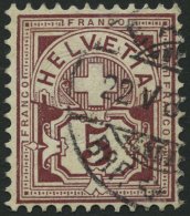 SCHWEIZ BUNDESPOST 46 O, 1882, 5 C. Lilabraun, Pracht, Mi. 120.- - Used Stamps