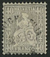 SCHWEIZ BUNDESPOST 34 O, 1867, 40 C. Grau, üblich Gezähnt Pracht, Gepr. Marchand, Mi. 140.- - Oblitérés