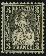 SCHWEIZ BUNDESPOST 21b O, 1881, 3 C. Schwarz, üblich Gezähnt Pracht, Gepr. Marchand, Mi. 160.- - Used Stamps