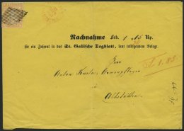 SCHWEIZ BUNDESPOST 16IIAym BRIEF, 1855, 20 Rp. Gelborange, Berner Druck I, (Zst. 25Ba), Fast Allseits Breitrandig, Auf G - Oblitérés