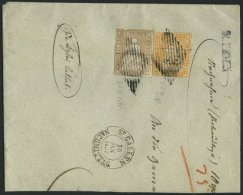 SCHWEIZ BUNDESPOST 13,16IIAym BrfStk, 1857, 5 Rp. Graubraun Und 20 Rp. Gelborange, Berner Druck I, (Zst. 22B,25B), Auf N - Cartas & Documentos