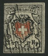 SCHWEIZ BUNDESPOST 6Ib O, 1850, 21/2 Rp. Poste Locale, Type 40, Unten Abgenutzte Rotdruckplatte, Leichte Mängel, Fo - Usati