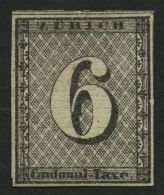 ZÜRICH 2II (*), 1843, 6 Rp. Schwarz/dunkelbräunlichrot, Linienunterdruck Waagerecht, Type IV, Ohne Gummi, Klei - 1843-1852 Federal & Cantonal Stamps