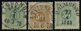 PORTOMARKEN P 8/9A,8B O, 1877, 30 Und 50 Ö., Gezähnt 14 Und 30 Ö. Gezähnt 13, 3 Zentrisch Gestempelt - Used Stamps