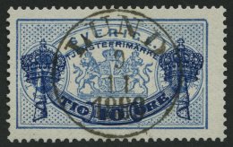DIENSTMARKEN D 12 O, 1889, 10 Ö. Auf 12 Ö. Blau, Ideal Gestempelt LUND, Kabinett - Dienstzegels