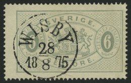 DIENSTMARKEN D 4Ac O, 1874, 6 Ö. Grau, Gezähnt 14, Zentrischer K1 WISBY, Kabinett, Mi. 190.- - Dienstzegels