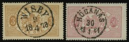 DIENSTMARKEN D 1,10A O, 1874, 3 Ö. Hellbraun Und 50 Ö. Mattrosa, Gezähnt 14, 2 Ideal Gestempelte Prachtwe - Servizio