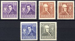 SCHWEDEN 272-75A/B **, 1939, 200 Jahre Akademie Der Wissenschaften, Zweiseitig Und Vierseitig Gezähnt, Prachtsatz ( - Usati