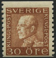 SCHWEDEN 188II *, 1934, 30 Ö. Braun, Auf Weißem Papier, Falzrest, Pracht, Facit 1500.- Skr. - Usati