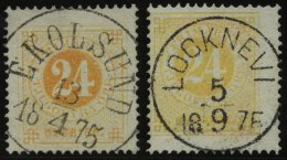 SCHWEDEN 23A O, 1872, 24 Ö. Gelb Und Orange, Gezähnt K 14, Zentrische Stempel EKOLSUND Und LOCKNEUI, 2 Kabinet - Usati