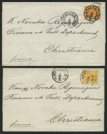 SCHWEDEN 10a,b BRIEF, 1862/3, 24 Ö. In Orangegelb Und Dunkelorange, 2 Prachtbriefe Nach Christiania - Oblitérés