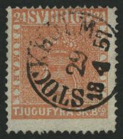 SCHWEDEN 5a O, 1855, 24 Skill. Bco. Orangerot, Pracht, Fotoattest Grønlund, Mi. 2000.- - Used Stamps