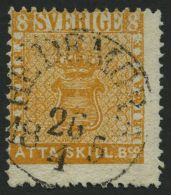 SCHWEDEN 4 O, 1855, 8 Skill. Bco. Gelborange, K1 HEDEMORA, Etwas Dezentriert, Pracht, Mi. 700.- - Usati