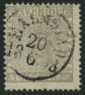 SCHWEDEN 3a O, 1855, 6 Skill. Bco. Grau, K1 HALMSTAD, Kleine Zahnkorrektur Wie Pracht, Mi. (1100.-) - Used Stamps