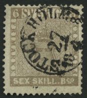 SCHWEDEN 3a O, 1855, 6 Skill. Bco. Bräunlichgrau, K1 STOCKHOLM, Pracht - Usati