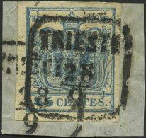 LOMBARDEI UND VENETIEN 5Xc BrfStk, 1850, 45 C. Schieferblau, Handpapier, Type II, Österreich-R3 TRIESTE, Prachtbrie - Lombardo-Veneto