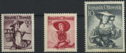 STERREICH 909,911,926 **, 1949/50, 90 G., 1 Und 10 S. Trachten, 3 Prachtwerte, Mi. 235.- - Oblitérés