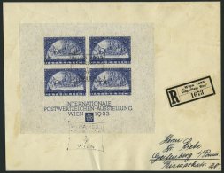 STERREICH Bl. 1, 1933, Block WIPA Auf Einschreibbrief Mit Sonderstempel KONGRESSHAUS Nach Pommern, Fotoattest Bach/Eiche - Oblitérés