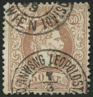 STERREICH 41Ia O, 1867, 50 Kr. Braun, Grober Druck, K2 GELDANWEISUNG LEOPOLDSTADT WIEN, Pracht, Fotobefund Dr. Ferchenba - Oblitérés