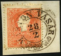 STERREICH 13II BrfStk, 1859, 5 Kr. Rot, Type II, Mit Ungarischem K2 MARTON VASAR, Prachtbriefstück - Used Stamps