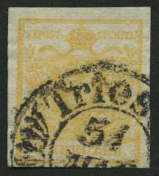 STERREICH 1Xa O, 1850, 1 Kr. Ockergelb, Handpapier, Type Ia, Stempel TRIEST, Pracht, Fotobefund Dr. Ferchenbauer - Usati